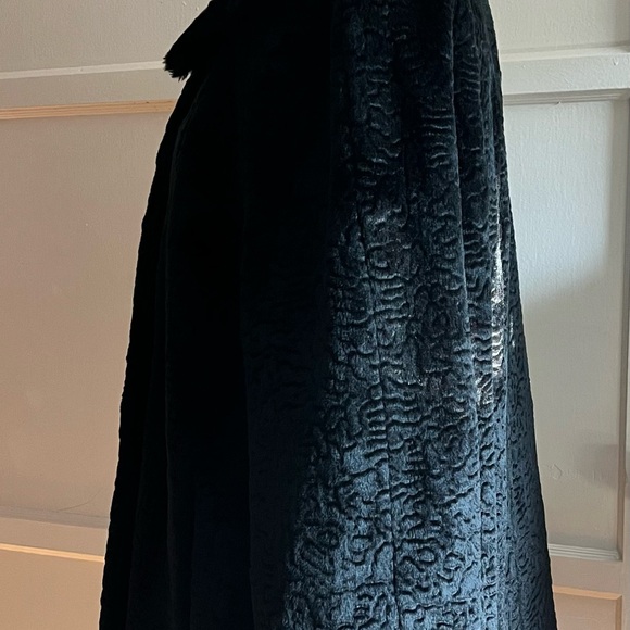 Vintage Textured Faux Fur Coat Sz L/Xl - Picture 9 of 10